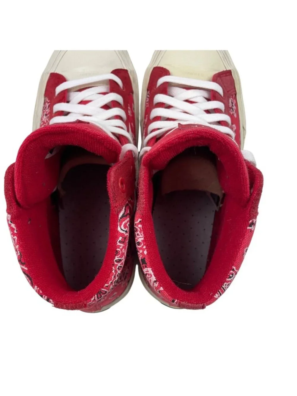 Straye Venice Red Rag Unisex High Top Paisley Skate Shoes Men 10 Women 11.5